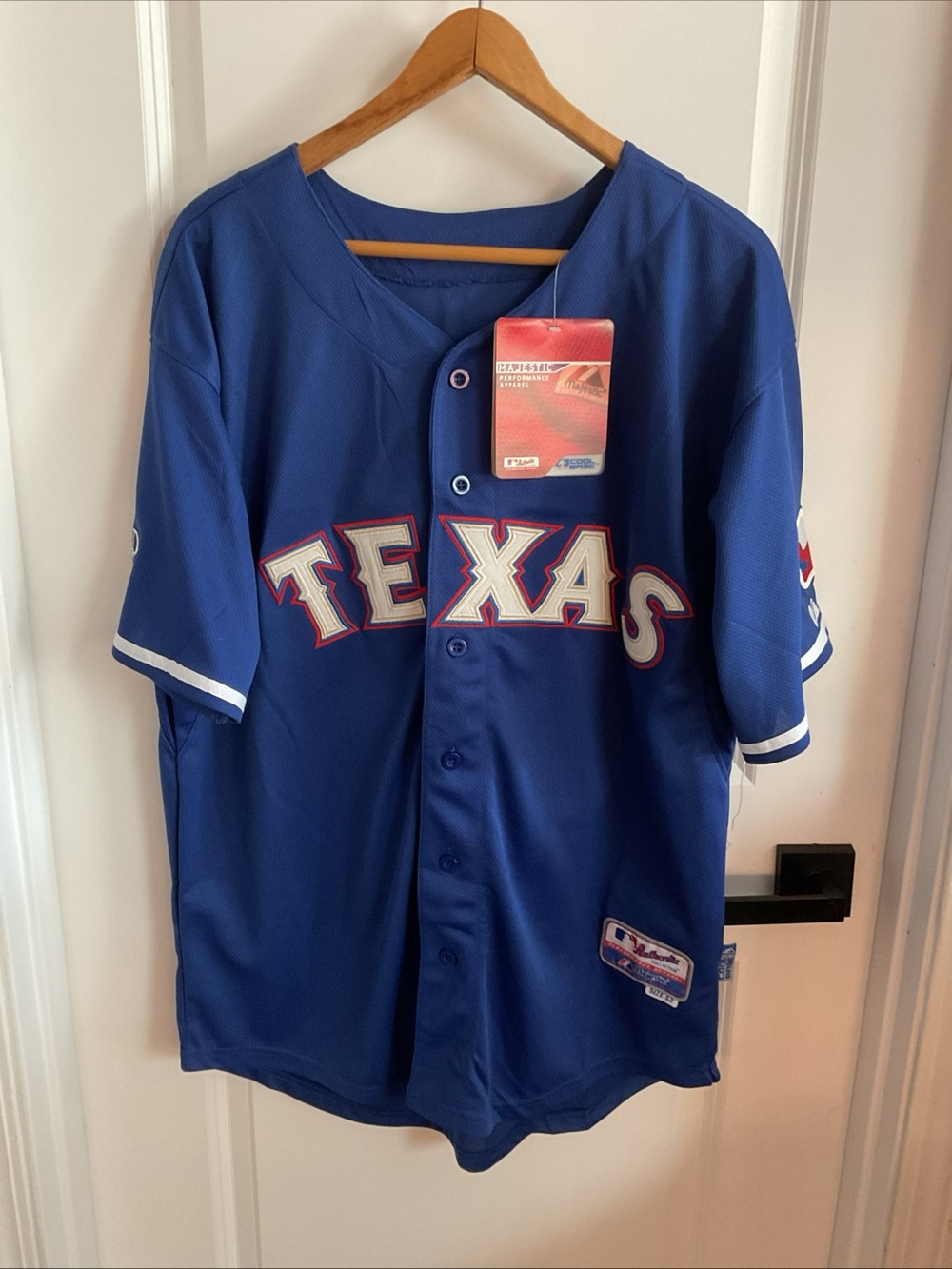 Majestic - Texas Rangers Josh Hamilton - Blue Baseball Jersey - Size 52